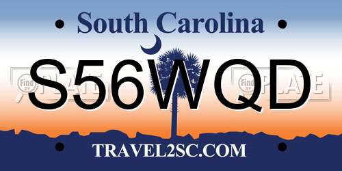 S56WQD South Carolina License Plate