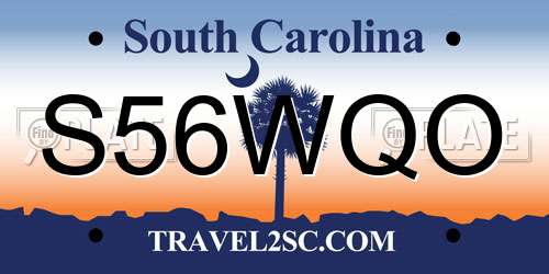 S56WQO South Carolina License Plate