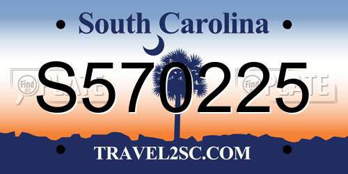 S570225 South Carolina License Plate