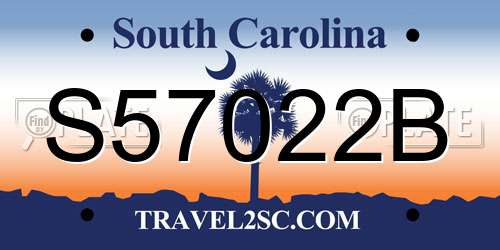 S57022B South Carolina License Plate