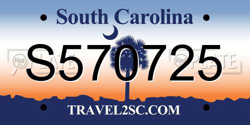 S570725 South Carolina License Plate