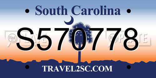 S570778 South Carolina License Plate
