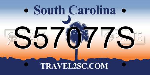 S57077S South Carolina License Plate