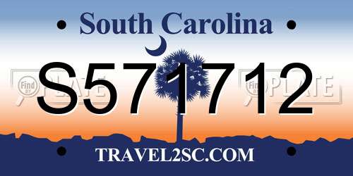 S571712 South Carolina License Plate
