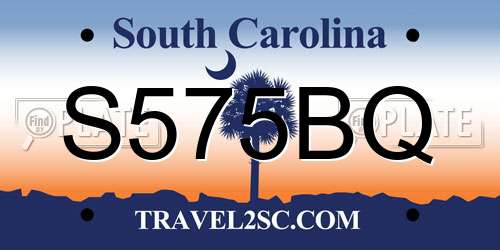 S575BQ South Carolina License Plate