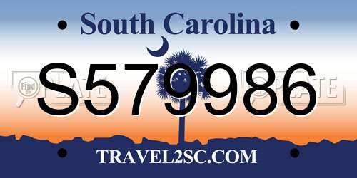 S579986 South Carolina License Plate