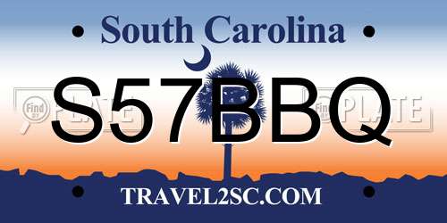 S57BBQ South Carolina License Plate