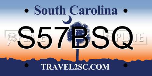 S57BSQ South Carolina License Plate