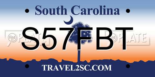 S57FBT South Carolina License Plate