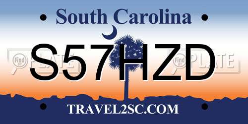 S57HZD South Carolina License Plate