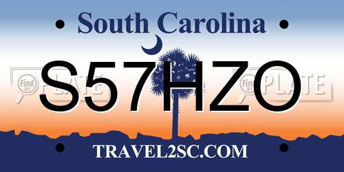 S57HZO South Carolina License Plate