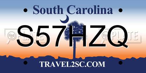S57HZQ South Carolina License Plate