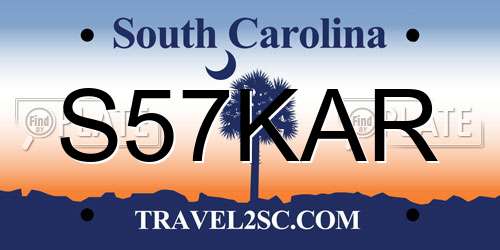 S57KAR South Carolina License Plate