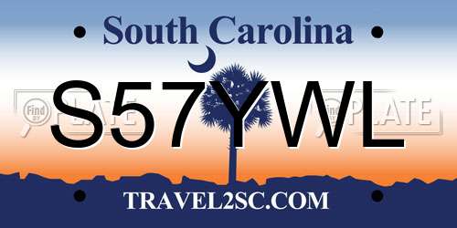 S57YWL South Carolina License Plate
