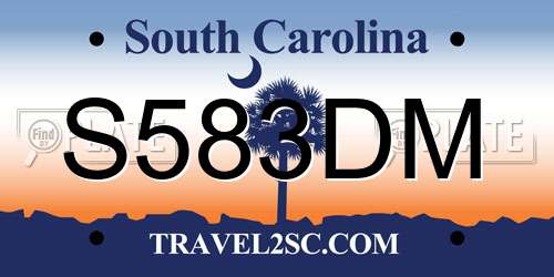 S583DM South Carolina License Plate