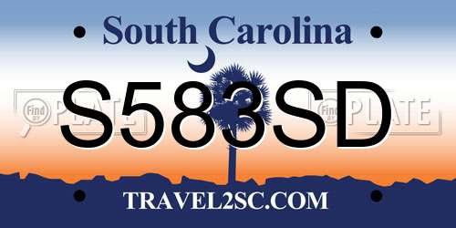S583SD South Carolina License Plate
