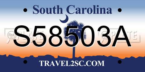 S58503A South Carolina License Plate
