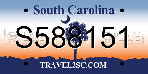 S588151 South Carolina License Plate