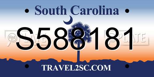 S588181 South Carolina License Plate