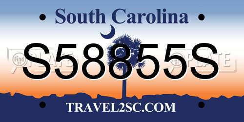 S58855S South Carolina License Plate
