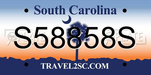 S58858S South Carolina License Plate