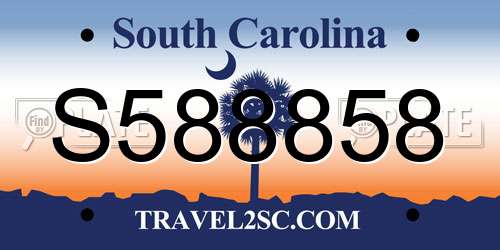 S588858 South Carolina License Plate