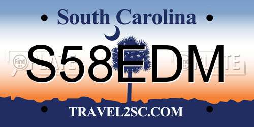 S58EDM South Carolina License Plate