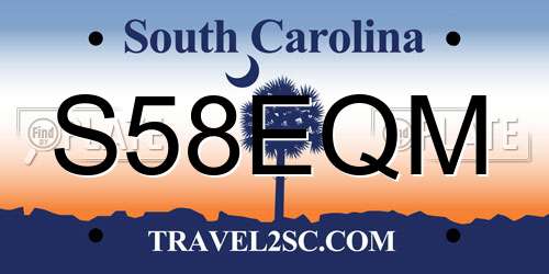 S58EQM South Carolina License Plate