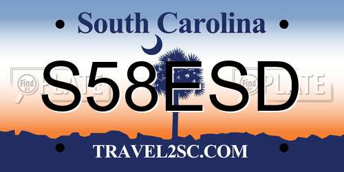S58ESD South Carolina License Plate