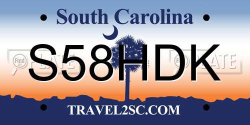 S58HDK South Carolina License Plate