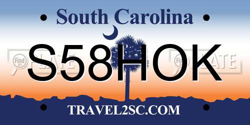S58HOK South Carolina License Plate