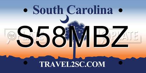 S58MBZ South Carolina License Plate