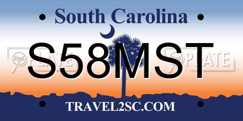 S58MST South Carolina License Plate