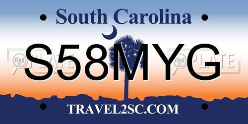 S58MYG South Carolina License Plate