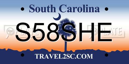 S58SHE South Carolina License Plate