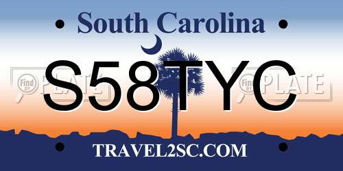 S58TYC South Carolina License Plate