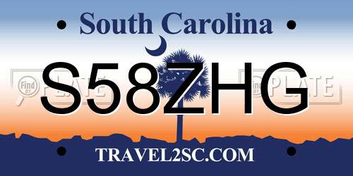 S58ZHG South Carolina License Plate