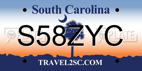 S58ZYC South Carolina License Plate