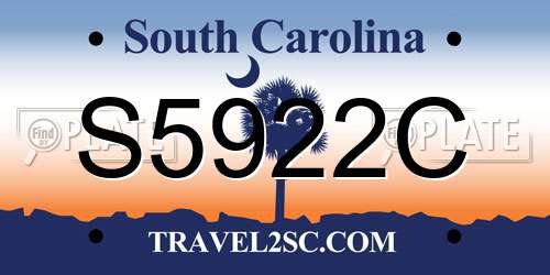 S5922C South Carolina License Plate