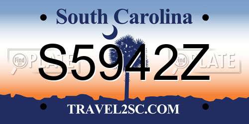 S5942Z South Carolina License Plate