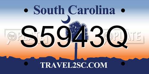 S5943Q South Carolina License Plate
