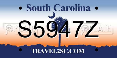 S5947Z South Carolina License Plate