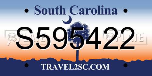 S595422 South Carolina License Plate