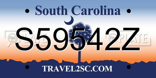 S59542Z South Carolina License Plate