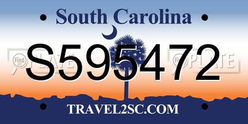 S595472 South Carolina License Plate