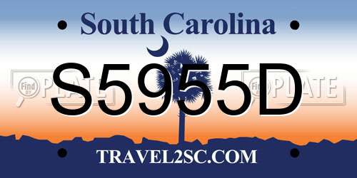 S5955D South Carolina License Plate