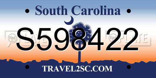 S598422 South Carolina License Plate