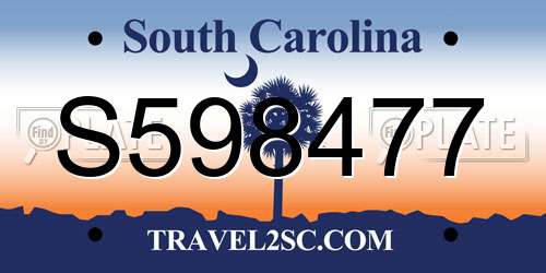 S598477 South Carolina License Plate