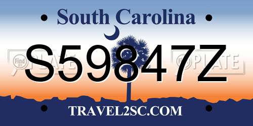 S59847Z South Carolina License Plate