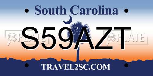 S59AZT South Carolina License Plate